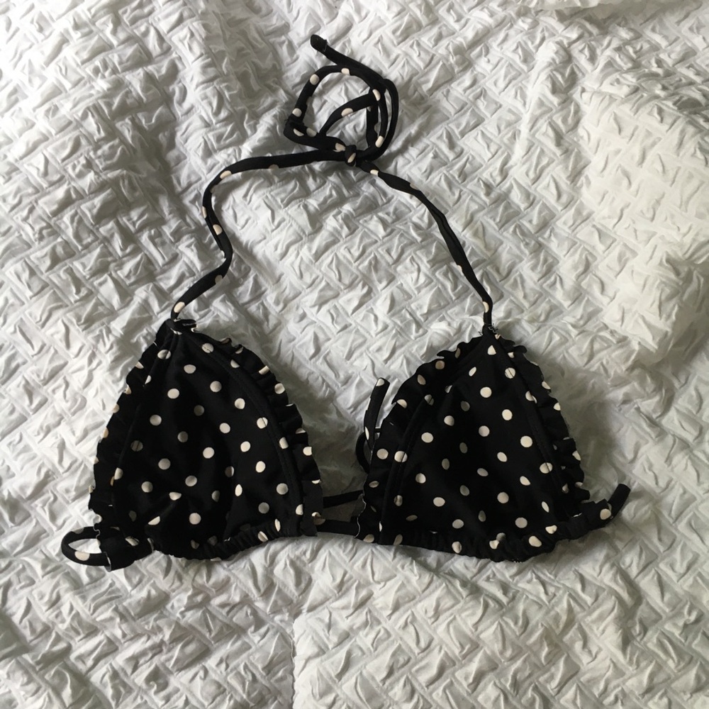 Black Polka Dot Bikini Top